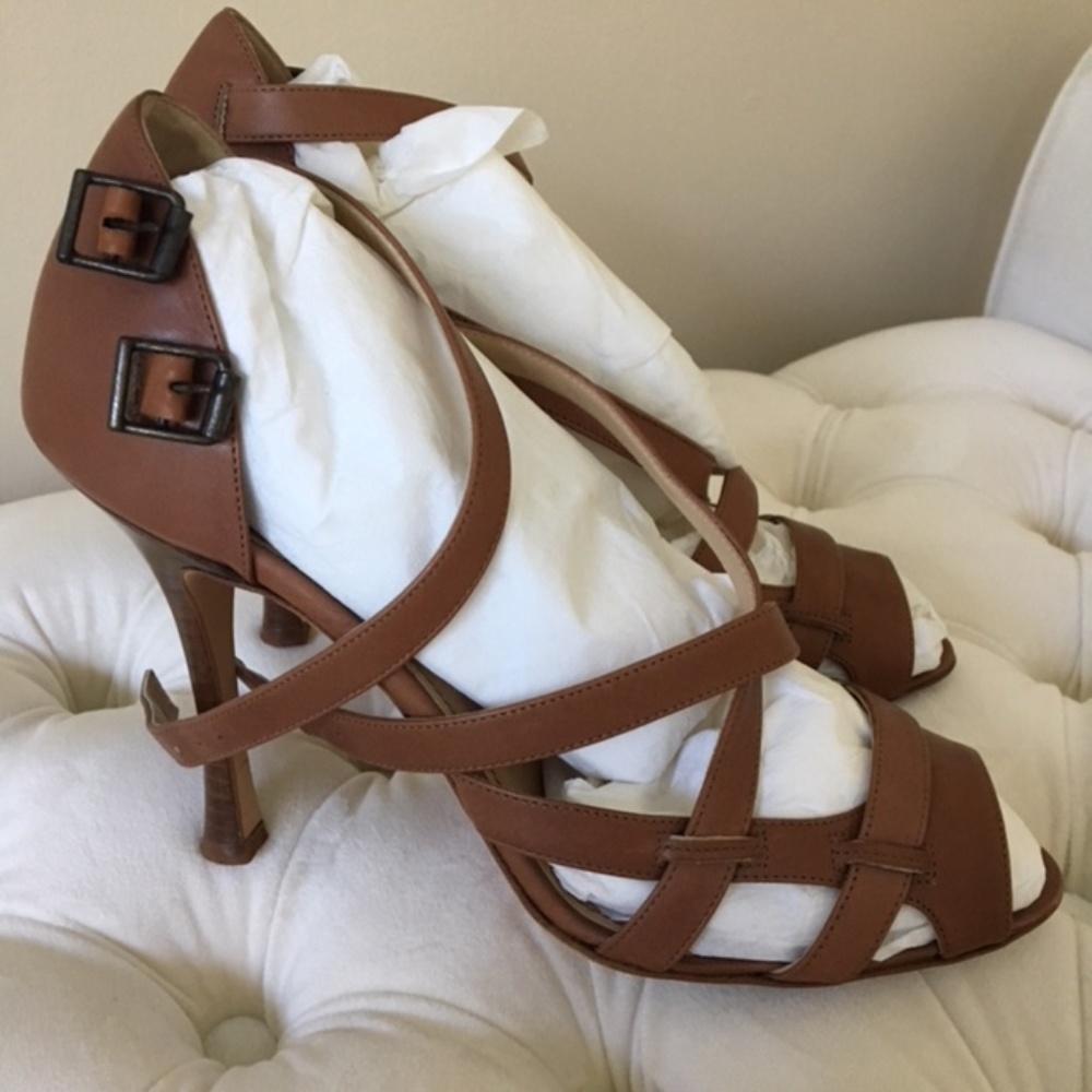 Tan Manolo Blahnik Heeled Sandals